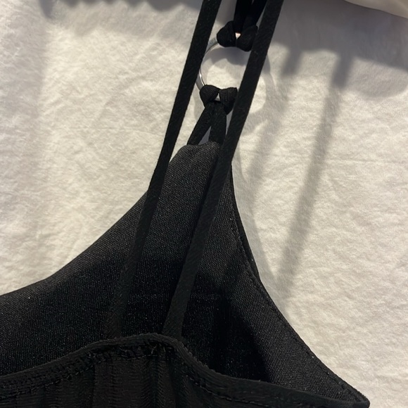 Sexy double spaghetti straps w silver ring detail bedazzled empire waist XS - Picture 7 of 9